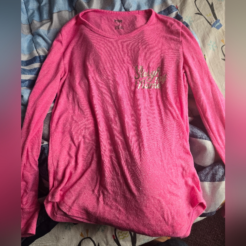 Victorias Secret Pink Sleigh My Name Long Sleeve Sleep Shirt
